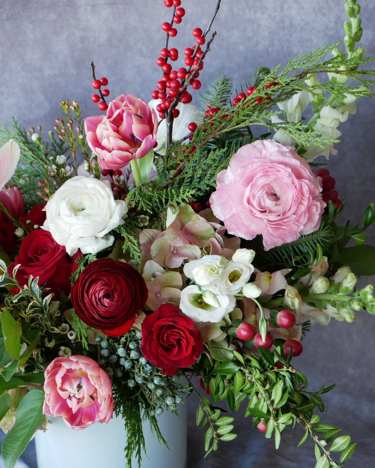 Christmas Flowers, Christmas flower arrangement, Flower delivery in Boston, Flower delivery in Quincy, Quincy florist, Boston Florist, Same-Day Delivery, Christmas Centerpiece