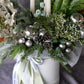 Christmas Flowers, Christmas flower arrangement, Flower delivery in Boston, Flower delivery in Quincy, Quincy florist, Boston Florist, Same-Day Delivery, Christmas Centerpiece, Flowers in a Hat Box, Hat Box Flower Arrangement