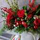 Christmas Flowers, Christmas flower arrangement, Flower delivery in Boston, Flower delivery in Quincy, Quincy florist, Boston Florist, Same-Day Delivery, Christmas Centerpiece, Flowers in a Hat Box, Hat Box Flower Arrangement