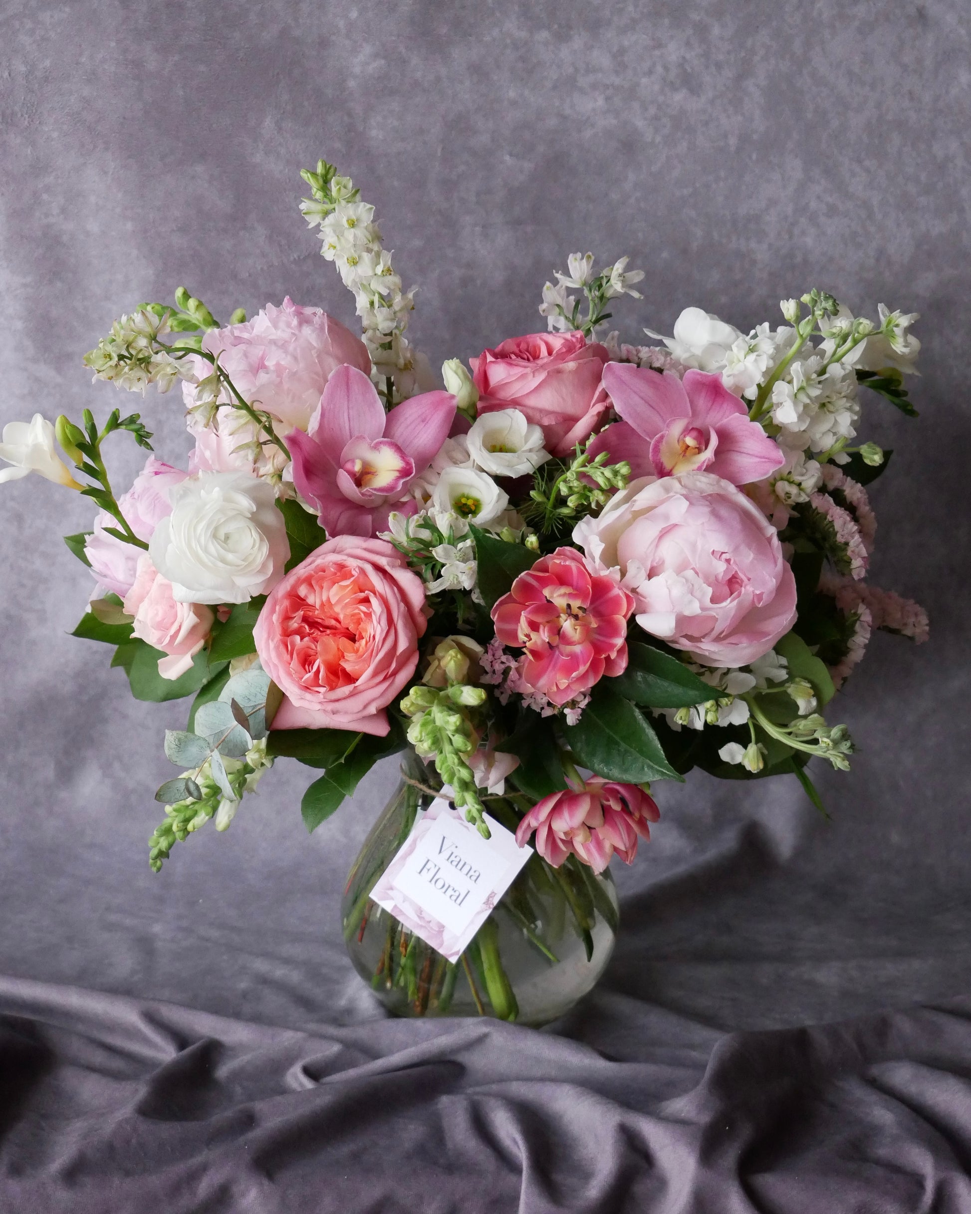 Eustoma Bouquet, Blushing Pink Fresh Flower Bouquet